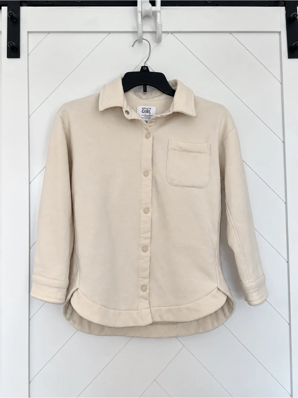 NWOT Athleta Girl Oversized Fuzzy Button Front Shacket Cream Size L/12